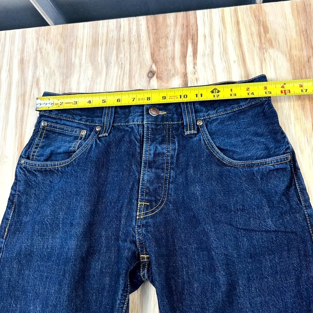 Nudie Jeans Co. Mens 30x26 Blue Denim Dark Wash Straight Leg Button Fly Everyday